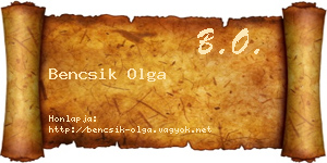 Bencsik Olga névjegykártya